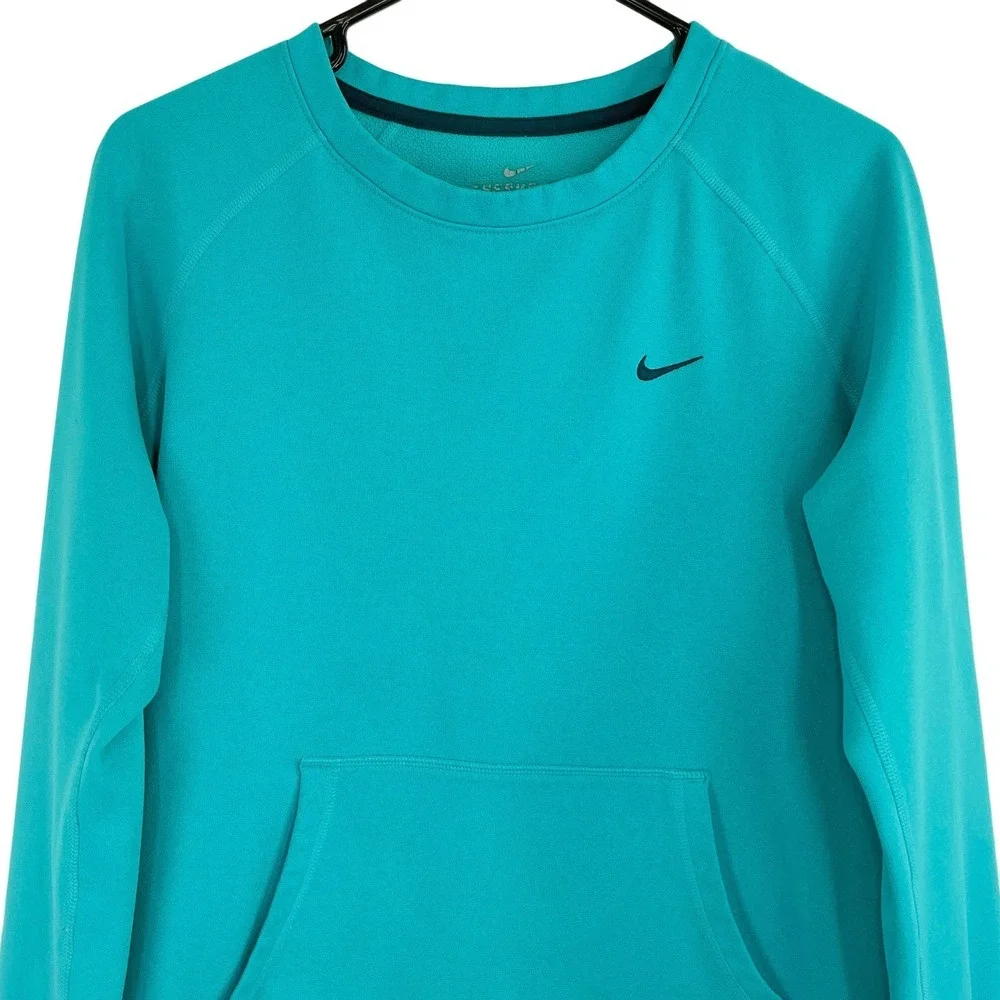 Nike Therma-FIT Men's Medium‎ Teal Crewneck Sweatshirt Pullover Pocket Athletic